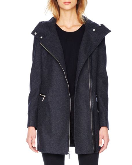 michael michael kors faux leather trimmed wool and cashmere coat|Michael Kors Wool.